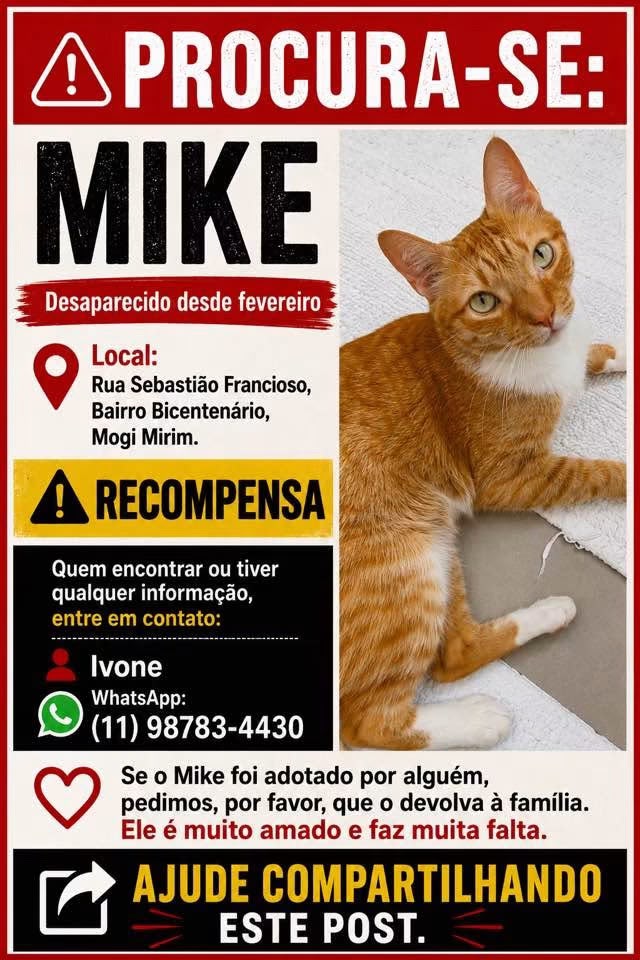 FAMÍLIA PROCURA POR MIKE  EM MOGI MIRIM
