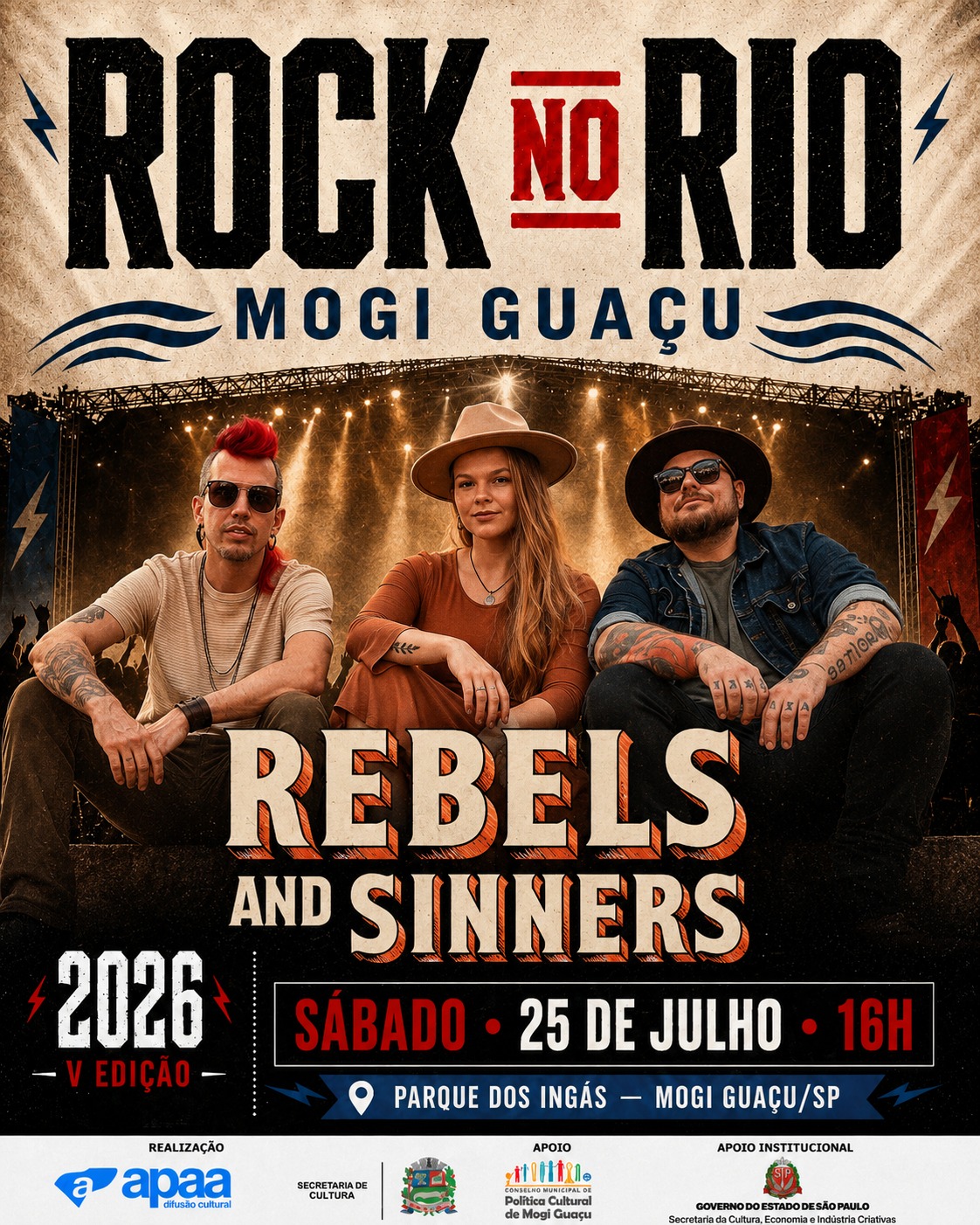 Rock no Rio Mogi Guaçu 2026 confirma atrações principais e estreia Palco Garagem para bandas iniciantes